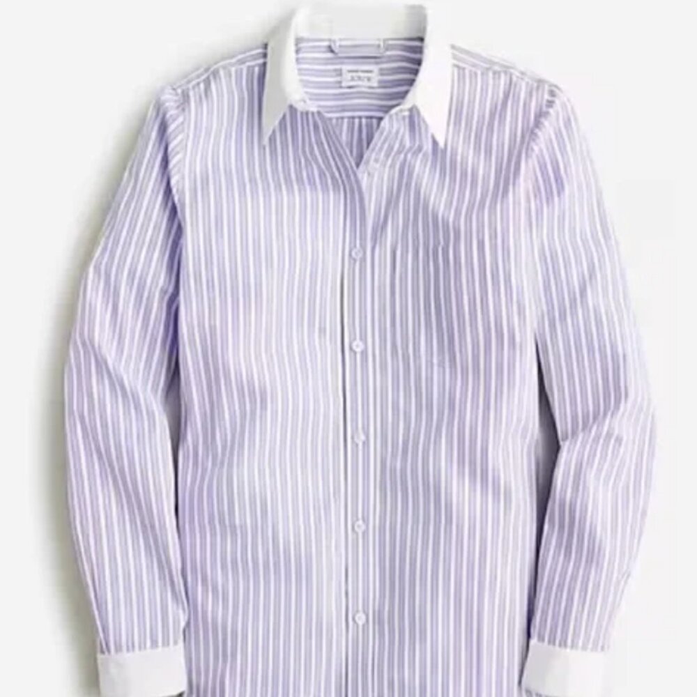 J.crew Marie Marot striped button down shirt in purple